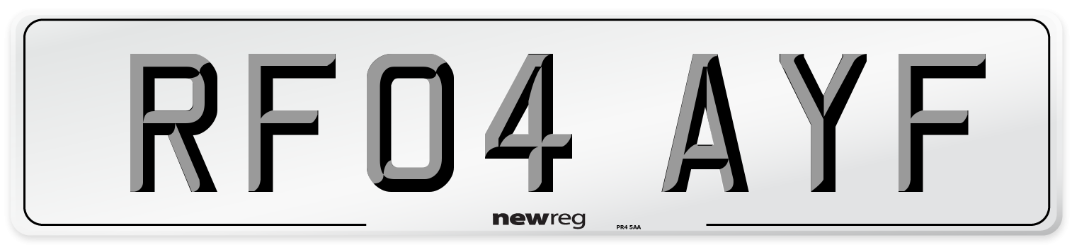 RF04 AYF Number Plate from New Reg
